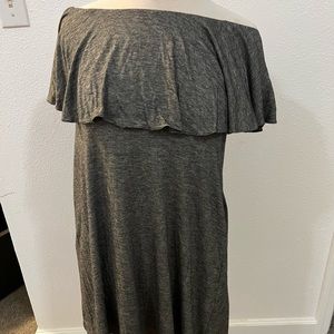 off shoulder heather gray dress with pocket